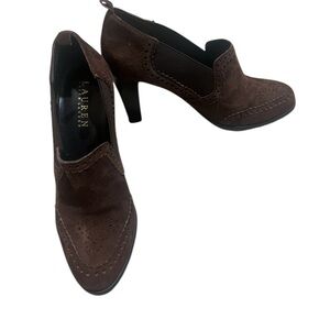 Lauren Ralph Lauren Mckay suede ankle boots with kitten heel.